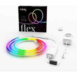 Twinkly Flex 7ft, LED Tube Multi Color, RGB LED Strip Flexible, Compatible with Alexa & Google, 16 M+ Colors, USB C Power, App Mapping, White Wire - 1 of 4
