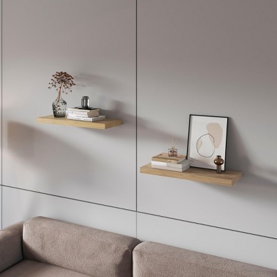 INFURNIC Decorative Wall Shelf Floating Shelf Set of 2 with Large Display Area for Modern Spaces Easy Installation, Beige, 9.8"*31.5"*1.5"