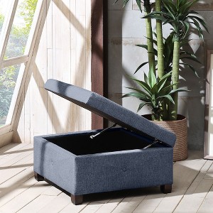 NicBex Square Polyester Storage Ottoman Bench,Upholstered Storage Ottoman with Button-Tufted Design,Storage Bench for Living Room,Bedroom - 1 of 4