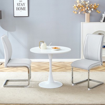 3/5 PCS Round Dining Table Set Modern Dining Set Kitchen Table Set with Upholstered Chairs, White/Black/Gray-Modernluxe