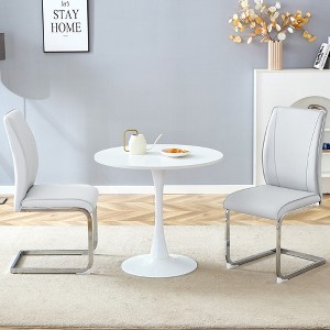 3/5 PCS Round Dining Table Set Modern Dining Set Kitchen Table Set with Upholstered Chairs, White/Black/Gray-Modernluxe - 1 of 4