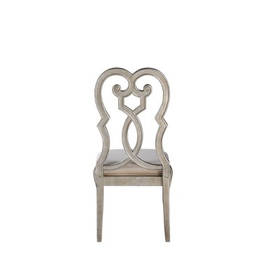 Esteban Ivory Velvet Upholstered Side Chair with Wood Accents