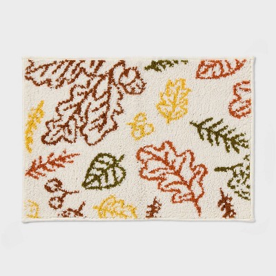 17"x24" Fall Leaves Non-Slip Harvest Bath Rug Cream - Room Essentials™