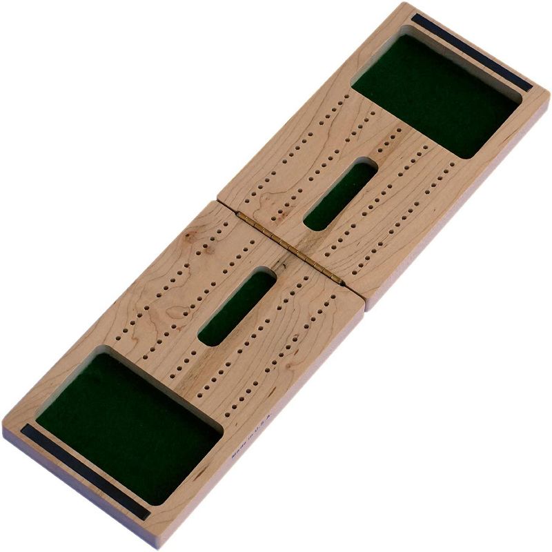 WE Games 2 Track Foldable Travel Cribbage Set w/ Storage, Cards & Metal Pegs - Solid Wood, 2 of 7