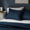 Standard Washed Cotton Sateen Quilt Sham Dark Navy - Threshold™: 250 Thread Count, OEKO-TEX Certified, Machine Washable - 2 of 3