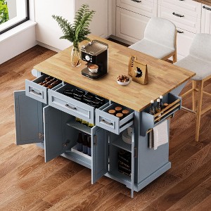 NicBex Mobile Kitchen Island Cart Kitchen Carts on Wheels with Storage, 3 Drawers, Spice Rack, and 3 Cabinets for Kitchen - 1 of 4