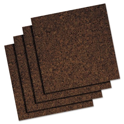 Quartet Cork Panel Bulletin Board Brown 12 x 12 4 Panels/Pack 101