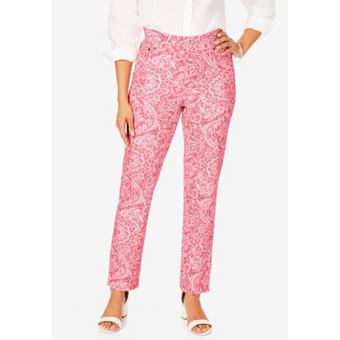 Jessica London Women's Plus Size Comfort Waist Straight Leg Jean, 24 - Tea  Rose Scroll Print : Target