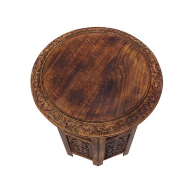 Elegant Dark Chocolate Mango Wood 18" Folding Accent Coffee Table