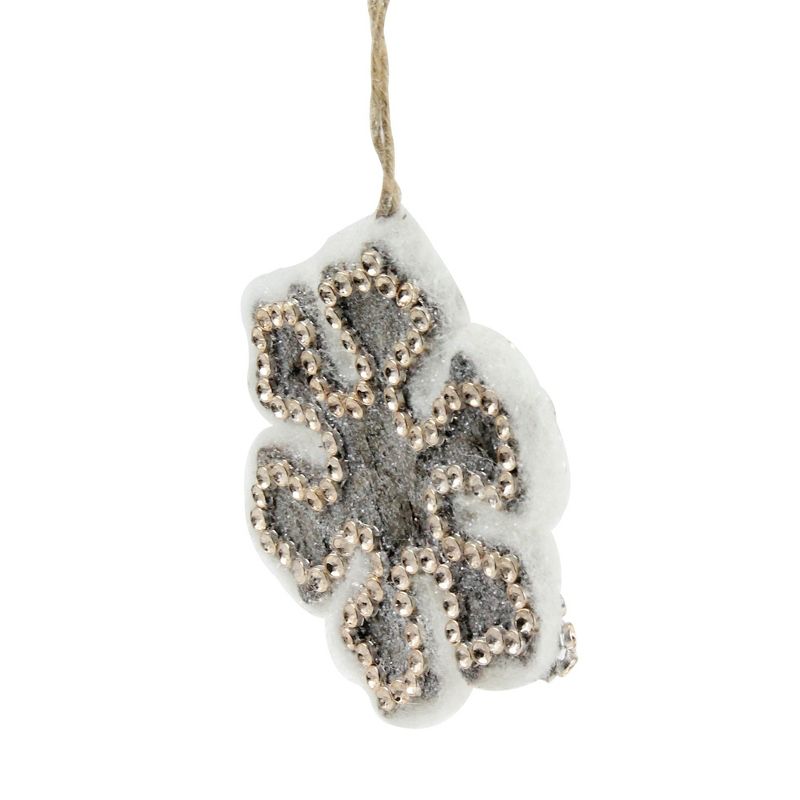 Northlight 4" Embellished Wooden Snowflake Christmas Ornament - White/Silver, 3 of 4