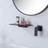 Munora Waterfall Wall Mount Matte Black Single Handle Bathroom Sink Faucet Solid Brass - 3 of 4