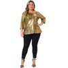 Women's Plus Size Metallic Sparkle Shiny One Shoulder Neck 3/4 Sleeve Party Blouses - Agnes Orinda - 3 of 4
