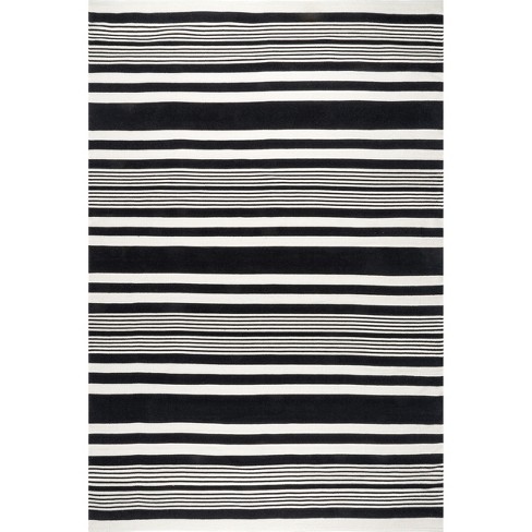 Jess Hand Loomed Cotton Flatweave, Black And White Flatweave Area Rugs