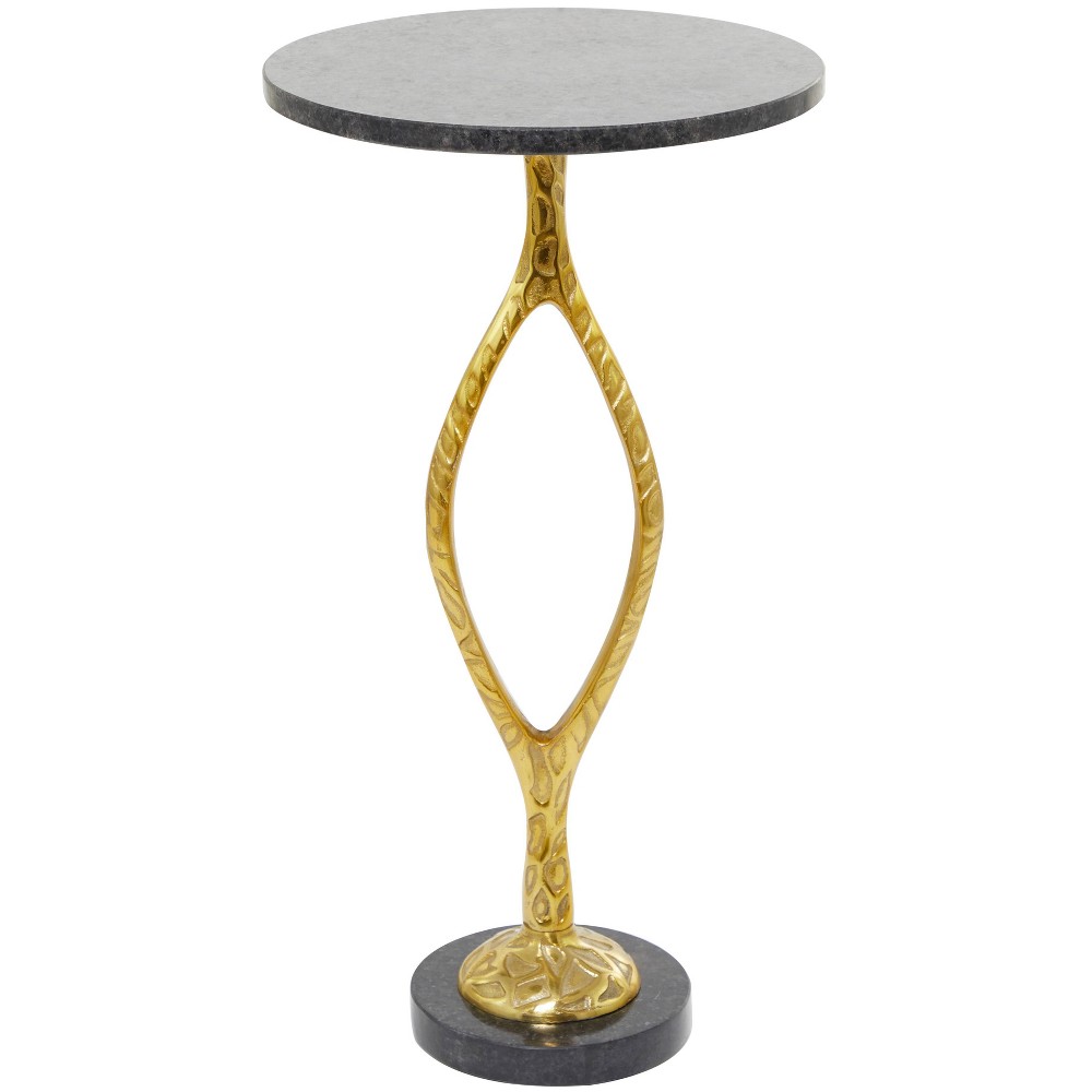 Photos - Dining Table Transitional Metal and Marble Aluminum Medium Accent Table Gold - Olivia &