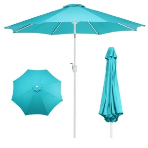 Aoodor 9FT Outdoor Patio Umbrella, Outdoor Market Table Umbrella with 8 Sturdy Ribs, Push Button Tilt and Crank - 1 of 4