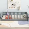 NicBex Twin Size Wood Montessori Bed with Built-in Book Storage Rack,Floor Bed with Safety Guardrails,Modern Toddler Bed for Bedroom,Grey - 2 of 4