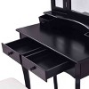 Tangkula Vanity Table Makeup Mirror Wood Desk Dressing Set W/ Stool - 3 of 4