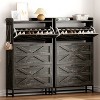 TIRAMISUBEST Narrow Shoe Cabinet - 2-Drawer Grey MDF w/Metal Handles (51"W x 45"H) - 3 of 4
