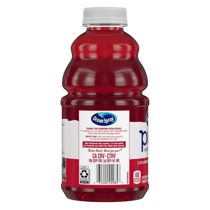 Ocean Spray 100% Pure Cranberry Juice - 32 fl oz Bottle, 4 of 7