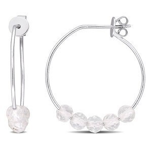 EVERLY JEWELRY | Sterling Silver 1.24 CT TGW White Topaz Hoop Earrings - 1 of 4