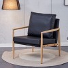 Cooper Faux Leather Accent Chair with Thick Seat Cushion, Oak Metal Legs Armchair for Living Room, Bedroom, Indoor Furniture - Maison Boucle - 2 of 4