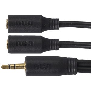 3.5-mm Male to 2 RCA-Female Stereo Headphone Y-Adapter, 3 In. in Black - 1 of 4