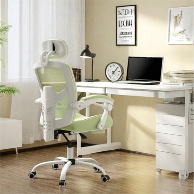 GlasFlength Seating Sets with Lumbar Support Pillow and Padded Armrests, Retractable Ergonomic Swivel Chair, for Office, Green, 26"*26"*50.75"