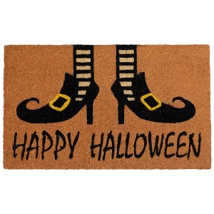 Northlight Wicked Witch Shoes "Happy Halloween" Coir Doormat - 18" x 30" - 1 of 4