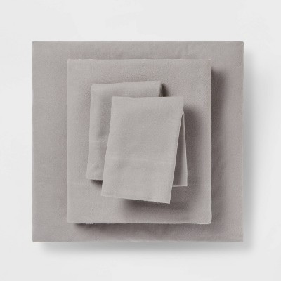Fall Flannel Solid Sheet Set Gray - Threshold™