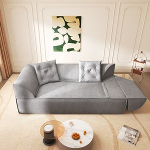 MYINDA 3-in-1 Convertible Sofa Bed, Deep Seat Couch - 3-Seater Sofa, Sparkling Chenille Chaise Lounge for Living Room, Studio,Office - 1 of 4