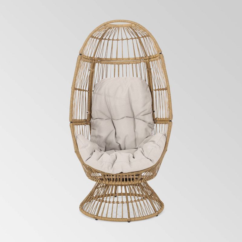 Pintan Wicker Swivel Egg Chair - Christopher Knight Home, 1 of 9