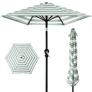 Best Choice Products 10ft Outdoor Steel Striped Market Patio Umbrella w/ Crank, Tilt Push Button, 6 Ribs - 1 of 4