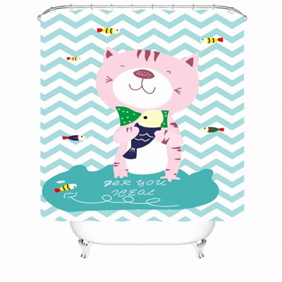 Cats Love To Eat Fish Shower Curtains for Bathroom Waterproof Fabric Bath Curtain Durable Soft Stylish Bathroom Decor 72x72 Inch