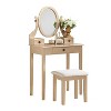 Roundhill Furniture Moniys Wood Moniya Makeup Vanity Table and Stool Set, Gold - 4 of 4