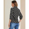 INSPIRE CHIC Women's Ruffle Shoulder Polka Dots Elastic Cuff 3/4 Sleeves Bow Tie Neck Blouse - 4 of 4