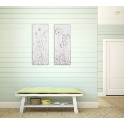 Aged White and Gold Floral Metal Wall Sculpture Set