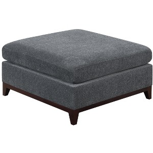 Gulches Ash Gray Chenille Modular Ottoman - 30"¡Á37"¡Á35"H, Tufted Cushion, Wooden Legs, 1pc for Living Room Sectional (Contemporary Style) - 1 of 4