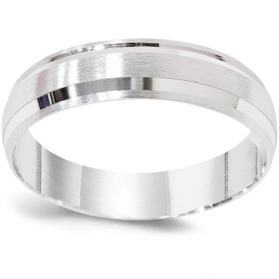 Pompeii3 Mens Brushed Comfort Fit Wedding Band 14K White Gold