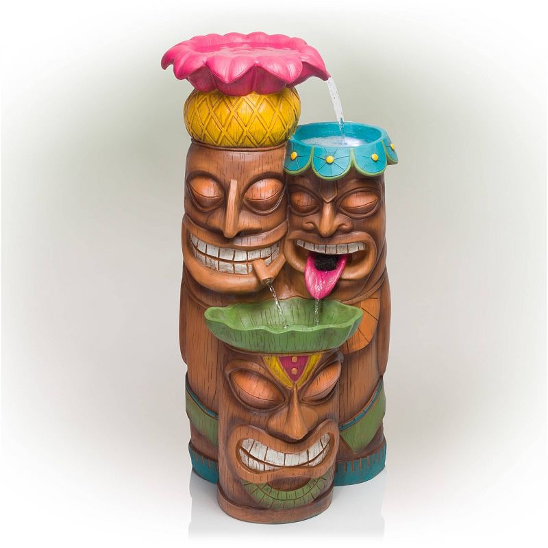 Colorful Tiki Head Polyresin Outdoor Fountain with LED Lights