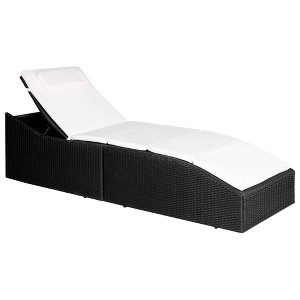 vidaXL Sun Lounger with Cushion Poly Rattan Black - 1 of 1