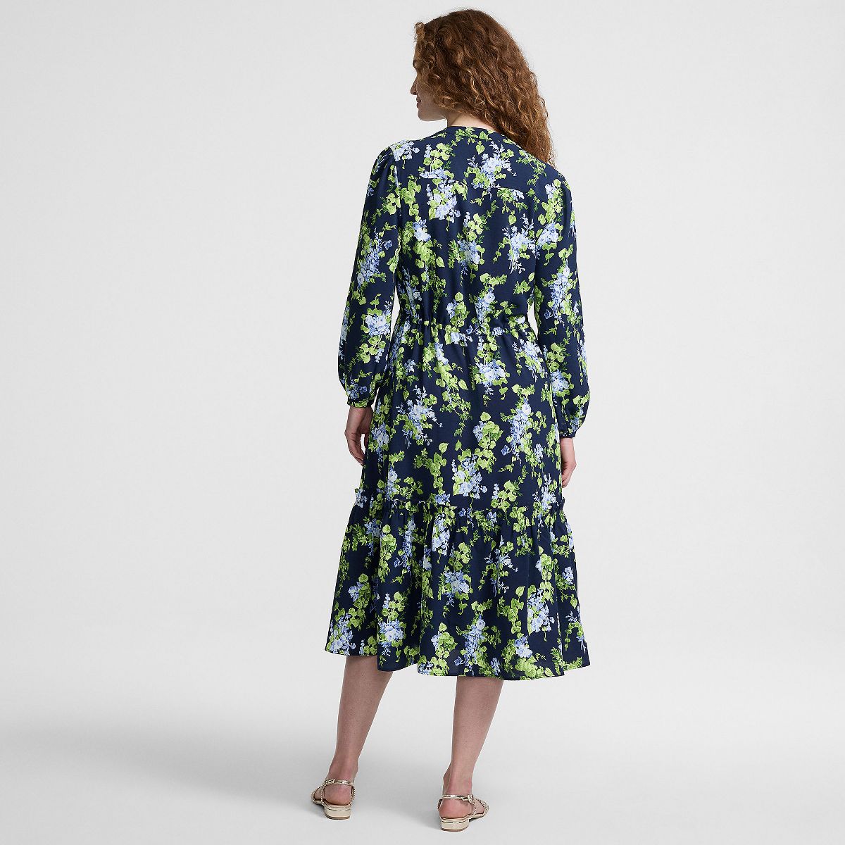 Lands' End Women's Bracelet Button Front Midi Dress - thumbnail 2