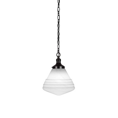 Toltec Lighting Juno 1 - Light Pendant in  Matte Black with 10" White Marble Shade