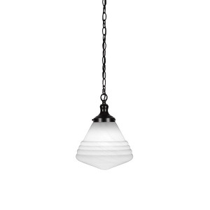 Toltec Lighting Juno 1 - Light Pendant in  Matte Black with 10" White Marble Shade - 1 of 1