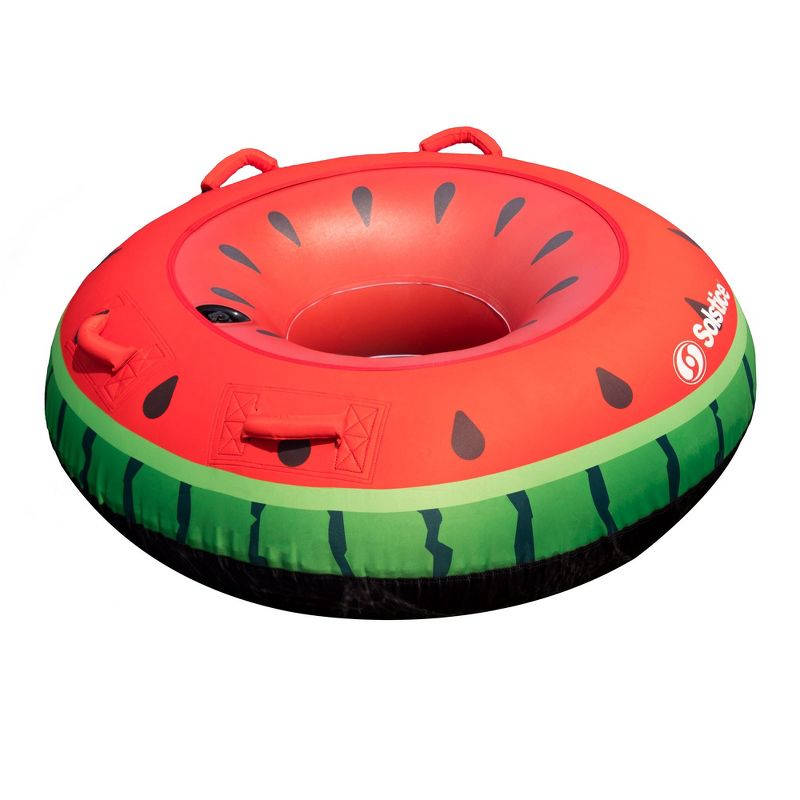 Swimline 48" Round Watermelon Themed Inflatable 1-Person Swimming Pool Tube - Red/Green, 1 of 6
