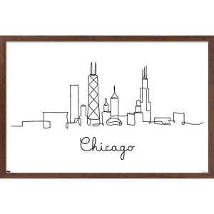 Trends International Line Art Skyline - Chicago Framed Wall Poster Prints - 1 of 4