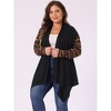 Agnes Orinda Women's Plus Size Christmas Asymmetric Colorblock Open Front Knit Cardigans - 2 of 4