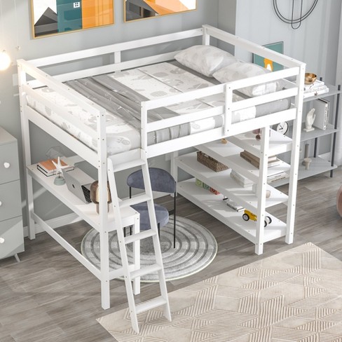 White loft bed with hotsell desk underneath