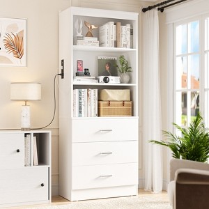 Aheaplus 6-Tier Tall Cabinet with USB Ports and Outlets, Storage Cabinet with Drawers and Open Shelves - 1 of 4