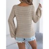 BLUEMING Womens Crochet Sweaters Off Shoulder Hollow Out Knit Casual Oversize Long Sleeve Loose Pullover Sweaters - 2 of 4