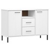 vidaXL Sideboard with Metal Legs White 44.5 in.x15.7 in.x30.3 in. Solid Wood OSLO - 2 of 4